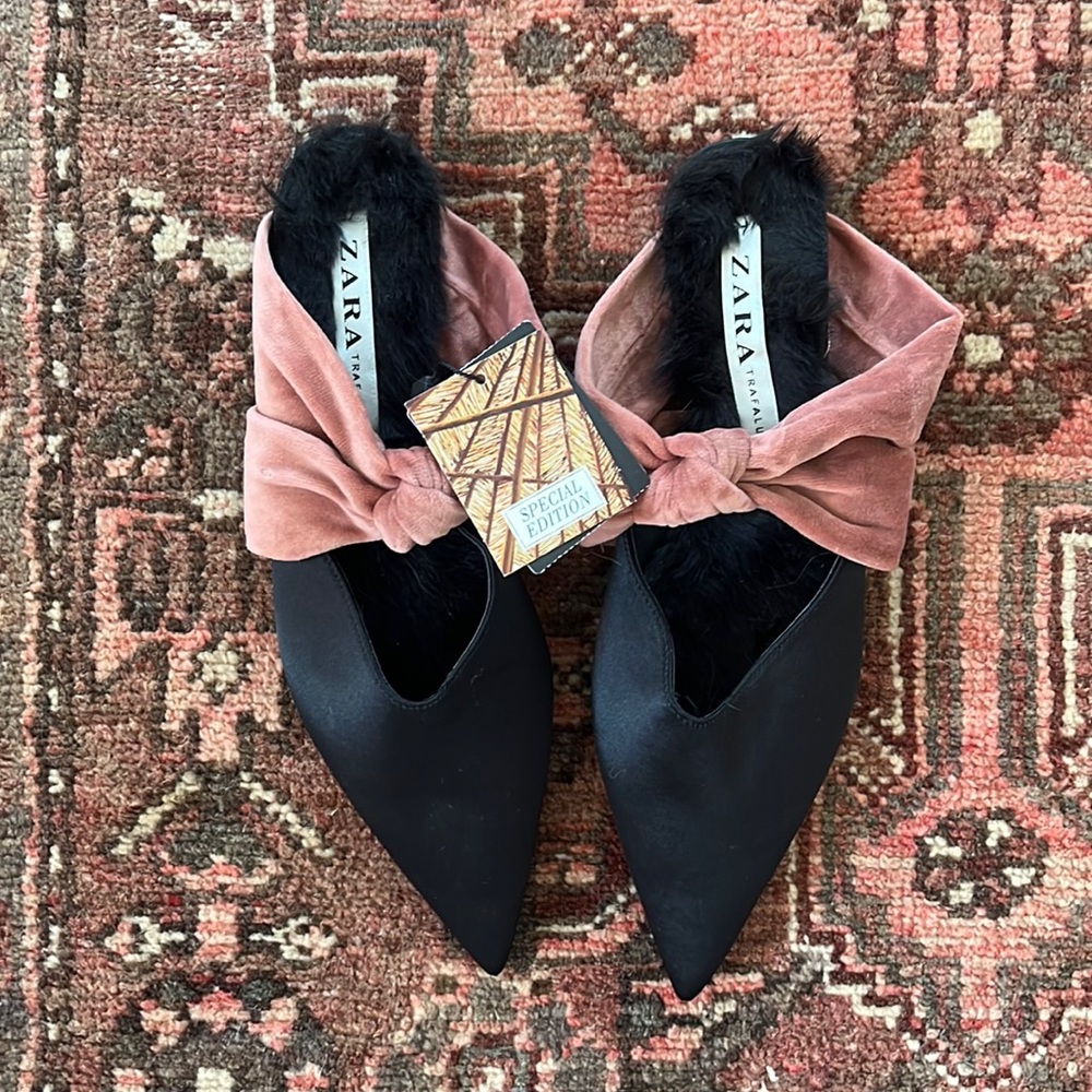 Zara cute mules with velvet knot! Special Edition 🎀
